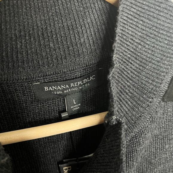 Banana Republic Womens Merino Wool Suede Sweater Dress L Gray Black Utility Coat - Picture 7 of 14